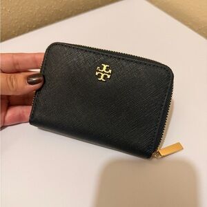 Tory Burch Black Card Holder with Gold Accent